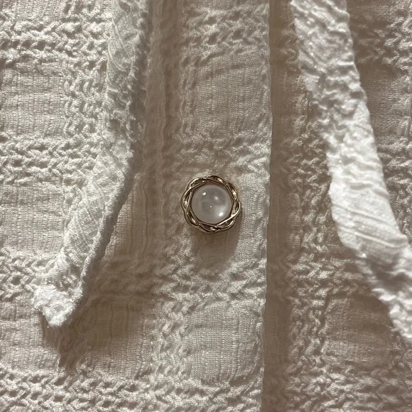 Cocobleu NY Cottagecore Button, Short Sleeve Top, Ruffled Collar, Sz S, White - Picture 4 of 9